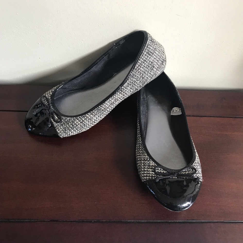 Merona Black Tweed & Patent Flats